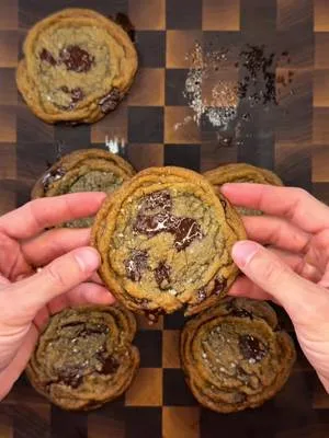 Thin and Chewy Rippled Chocolate Chip Cookies