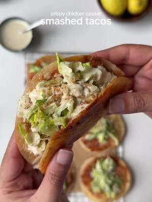 Crispy Chicken Caesar Smashed Tacos