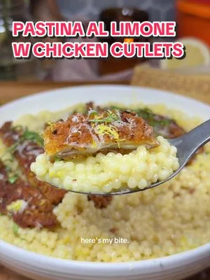 Pastina al Limone with Crispy Chicken Cutlets